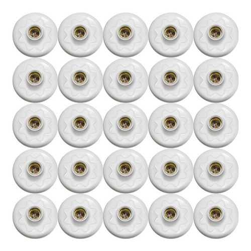 Imagem 4 de 5 de Kit 25 Plafons Simples Suporte Lâmpadas Bocal Cerâmico E27