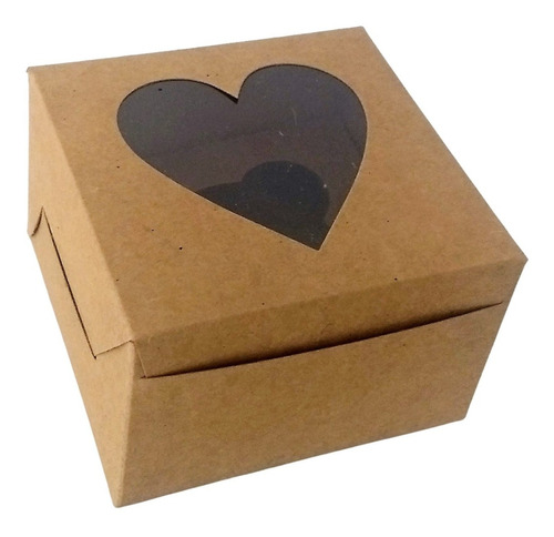 Caja Cupcake Kraft San Valentin 20 Cajas 11x11x7cm V/corazon