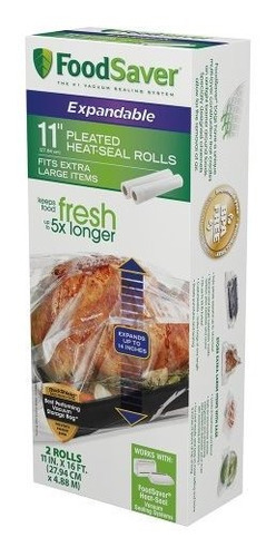 Foodsaver 11  X 16' Expandible Termosellado Rolls, 2-pack.