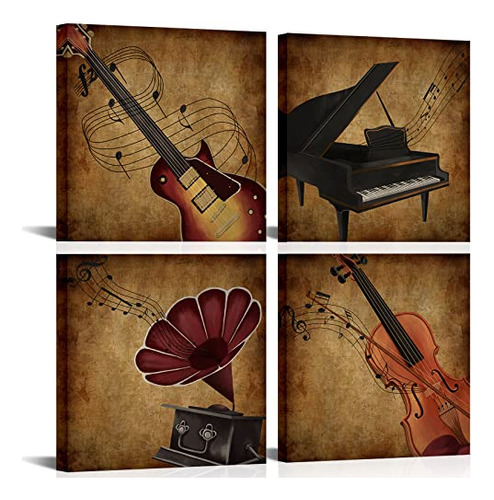 Music Wall Art Musical Painting Piano Violin Guitar Dec...