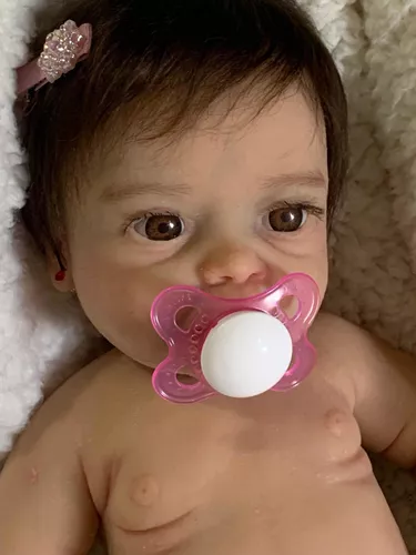 Bebê Reborn de Silicone Sólido Mama e faz xixi Hiper Realista Pode dar Banho