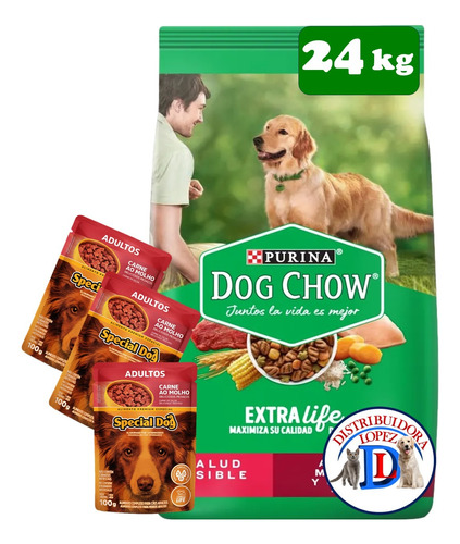 Dog Chow Adulto 21 + 3kg + 3 Pate + 6 Pagos