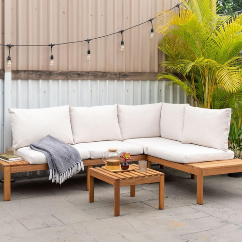 Set De Patio Griffin Ideal Para Exteriores Con Cojines Estructura Madera