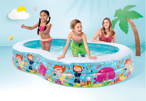 Piscina Inflable Curva P/ Niños 2.62mx1.60mx46cm Familiar