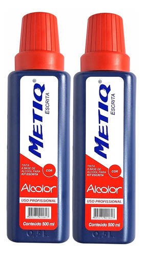 Tinta P/ Cartaz Da Metiq Alcolor 500ml 2 Vermelhas Cor Vermelho