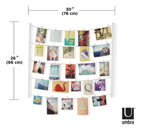 Hangit Porta Retrato Varal De Parede 66x76cm - Umbra Design Cor Branco