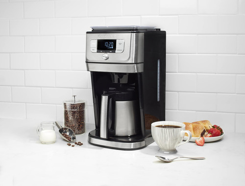 Cafetera 10 Tazas Con Molinillo Y Jarra Térmica Negra Y Plat