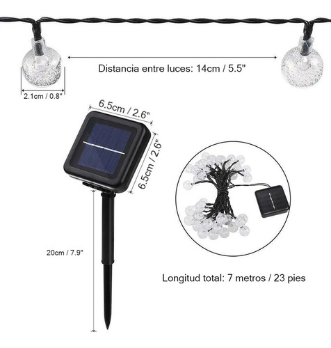 Cadena De Luz Solar Serie 12m 100leds Impermeable Acrílico