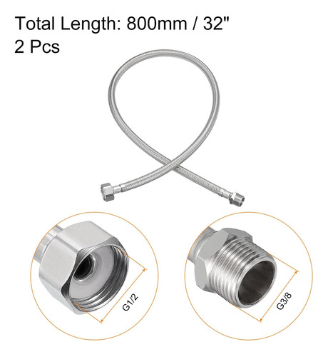 Conector De Grifo De 304 Acero Inoxidable G3/8 X G1/2