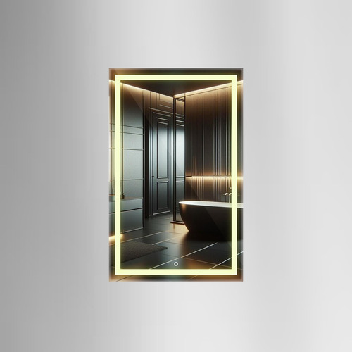 Espelho Grande Retangular Jateado Com Led 90x120 Cm Lapidado