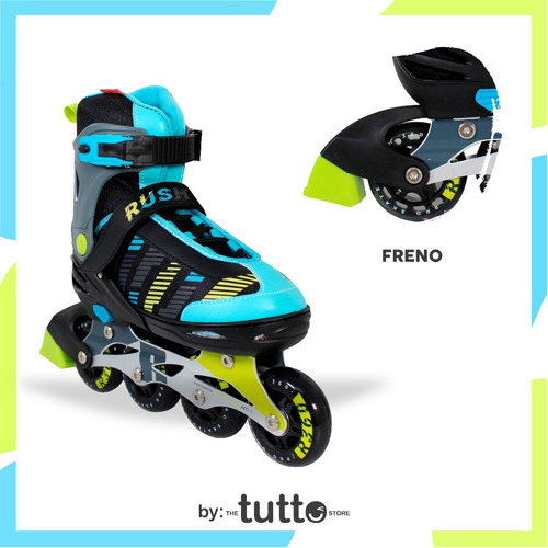 Imagen 5 de 9 de Patines En Linea Ajustables Gris Con Azul Rush