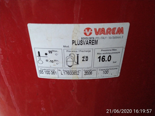 Vaso De Expansión Varem Plusvarem 100l Vertical Italia