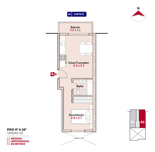 Santa Fe 2859 - Dpto De 1 Dormitorio Externo.