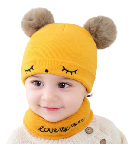 Gorro De Niña Y Niño Con Bufanda Invierno Unitalla 0-3 Años