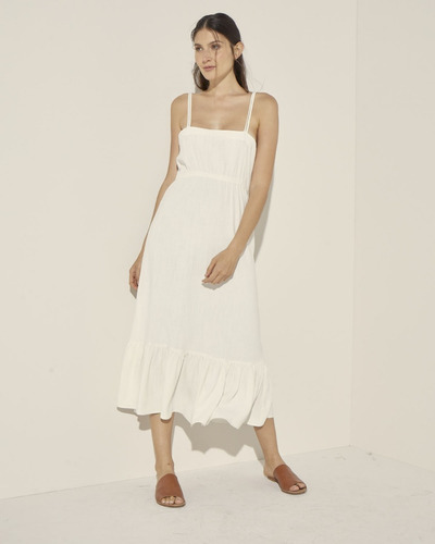 Imagen 1 de 6 de Vestido System Lino Michigan Liso Cuello Descubierto - Mujer
