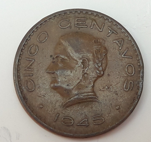 * México 5 Centavos De Bronce De 1945. Km# 424