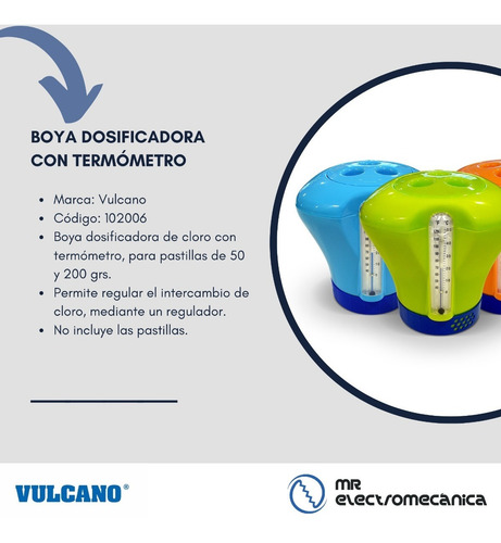 Imagen 6 de 10 de Boya Dosificadora Cloro Vulcano Con Termómetro