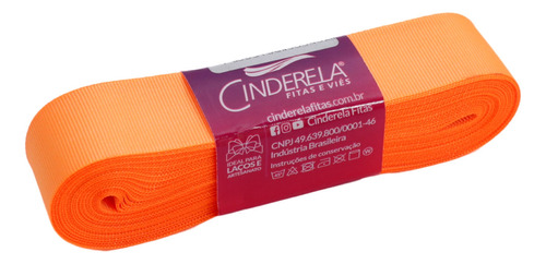 Fita De Gorgurão Cinderela Laços Artesanato 22mm 10m Cores Cor 093 LARANJA FLUOR