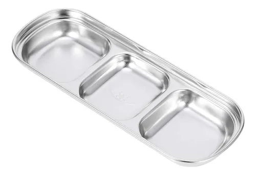 comprar Platos Para Salsas Dip De Acero Inoxidable Pocillos Color Plateado Geométrico