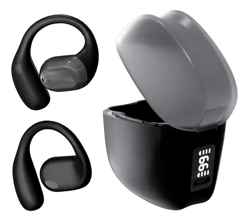 comprar Audífonos Manos Libres Deportivos Open-ear Bluetooth Inalámbricos de alto volumen para llamadas MVPSMART OR2 Negro mate Con micrófono, luz LED, orificio para lanyard y pantalla digital