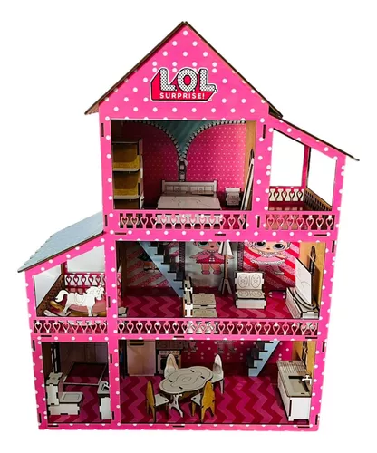 Casa Casinha De Boneca Barbie 35 Moveis + Parquinho Mdf Novo