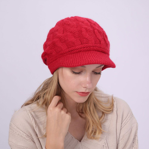 Boina, Gorro Con Visera, Tejido Grueso, Para Mujer, Casual