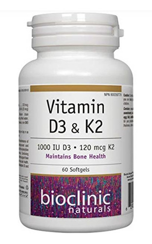 Bioclinic Naturals Vitamina D3 Y K2 60 Cápsulas