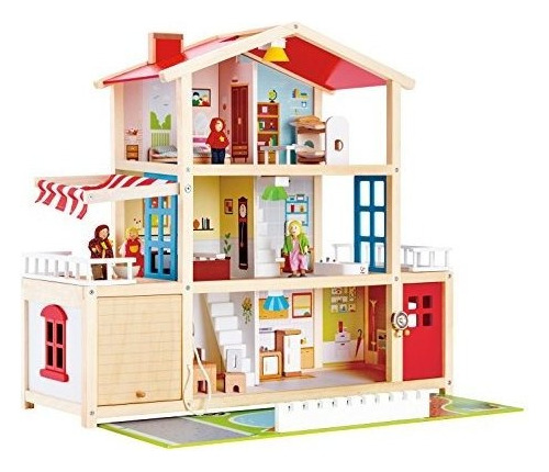 Hape Kids Wooden Doll Family Mansion Con Accesorios