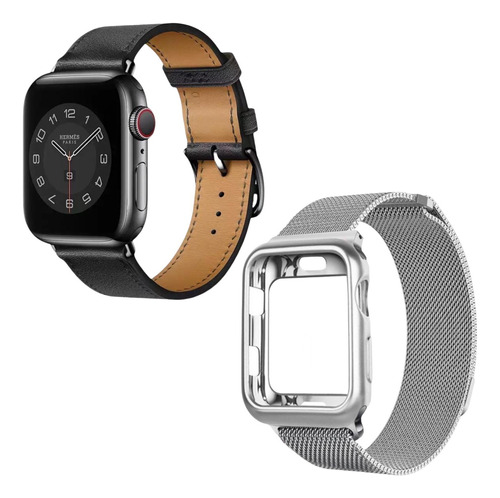 Kit Correas Para Apple Watch Estilo Ejecutivo: Acero Y Piel