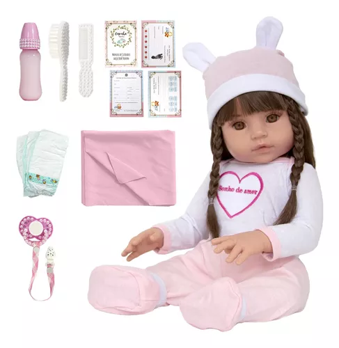 Bebê Reborn silicone - Sonho de Menina - Bebê Boneca Reborn