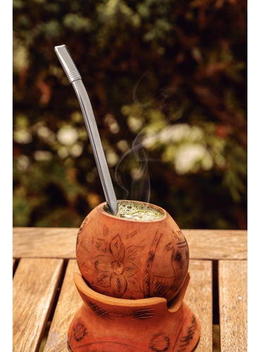 Bomba Chimarrão Tramontina Ilex Lisa de acero inoxidable con rosca de 23 cm