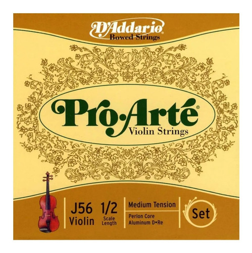 Encordado Daddario J56 1/2m Pro Arte T Media Para Violin 1/2