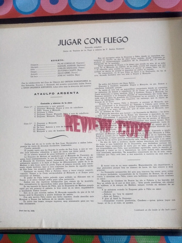 Album Ventura De La Vega Jugar Con Fuego Barbieri (Usado)