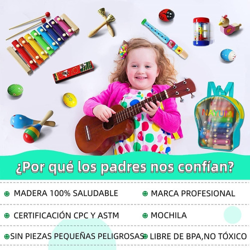Instrumentos Musicales Percusión De Madera Para Niños 22pcs
