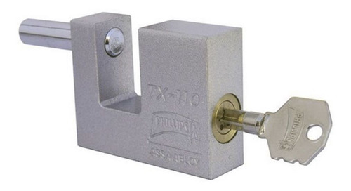 Candado Para Cortina De Hierro 70mm Cromado Llave Tetra