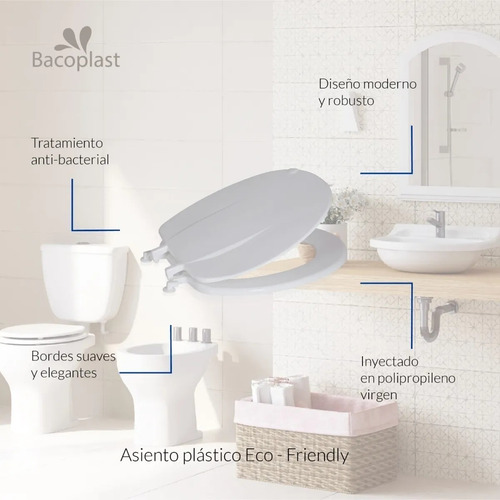 Imagen 5 de 8 de Inodoro Corto Ferrum Andina Blanco + Asiento Eco Friendly