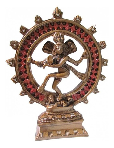 Estatueta Shiva Nataraja Na Roda De Fogo Com Cristais 20cm