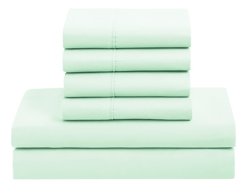 Juego De 7 Piezas Edredón Suave Microfibra Verde Queen