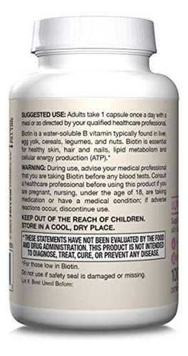 Jarrow Formulas Biotina 5000 Mcg 100 Cápsulas Veganas