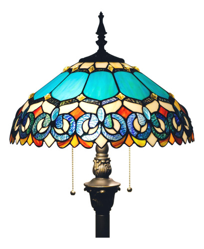 Zjart Tiffany Floor Lamp Stained Glass Blue Jewelry Baroque.