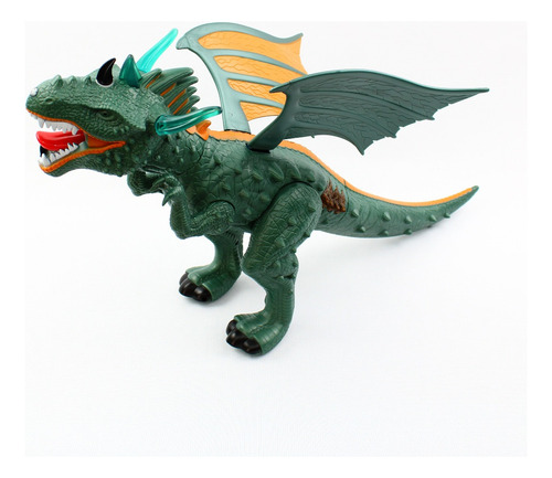 Dinosaurio Dragon Camina Lanza Spray Con Luz Sonido Proyecta Color Verde