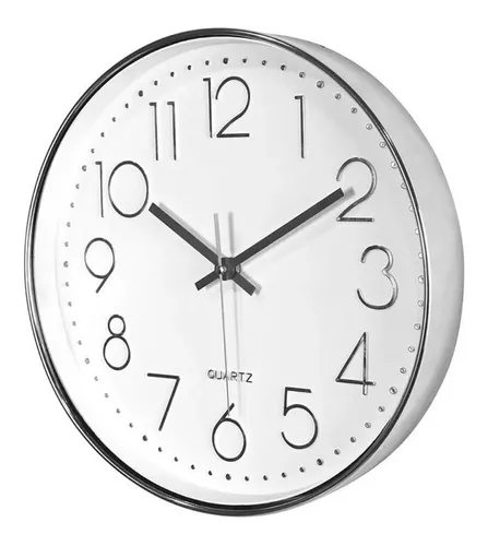 Reloj De Pared 30 Cm Aluminio Plata Moderno Puraluz Full