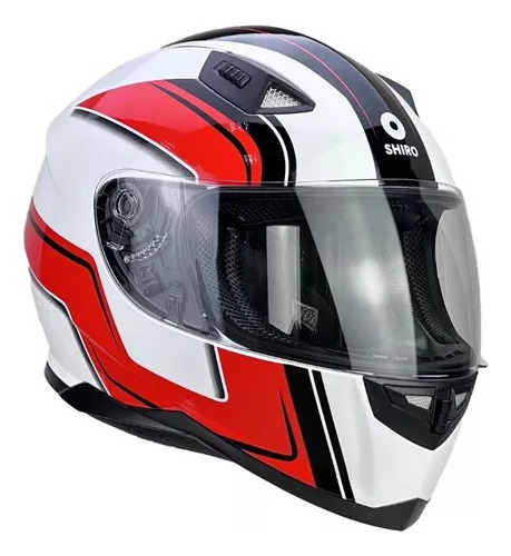 Casco Cerrado Shiro Sh881 Talle M, Blanco Rojo - Lm46 Motos Rojo Falcon M