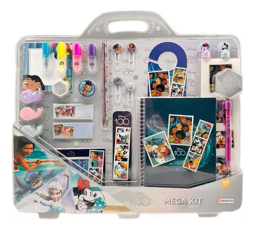 Mega Kit Set Arte Infantil Cuaderno Stickers Disney 100