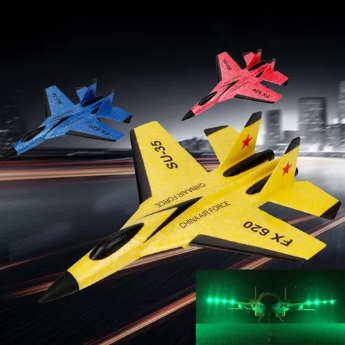 Avião Com Controle Remoto 2.4g Su35 Fx 620 Alcance 120 Mts Amarelo Avião De Brinquedo