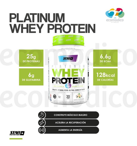 Imagen 2 de 8 de Whey Protein 2 Lb + Creatina 300 Gr Star Nutrition