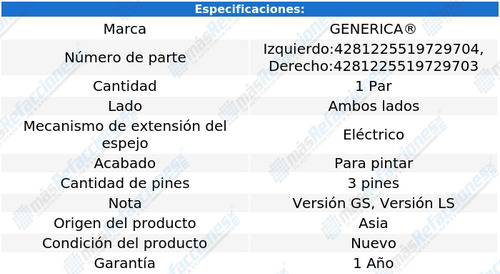2 Espejos P/pintar 3 Pines Generica Grand Marquis 98_02