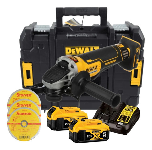 Esmerilhadeira Dewalt Dcg413 20v 2bat 5.0ah Biv Maleta Disco Cor Amarelo/preto