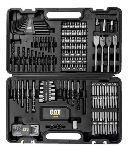 Set Juego De Puntas Y Accesorios 201 Pz Maletin Caterpillar Color Negro