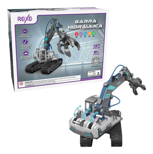 Brinquedo Diy Trator Garra Hidráulica Kit Com 137